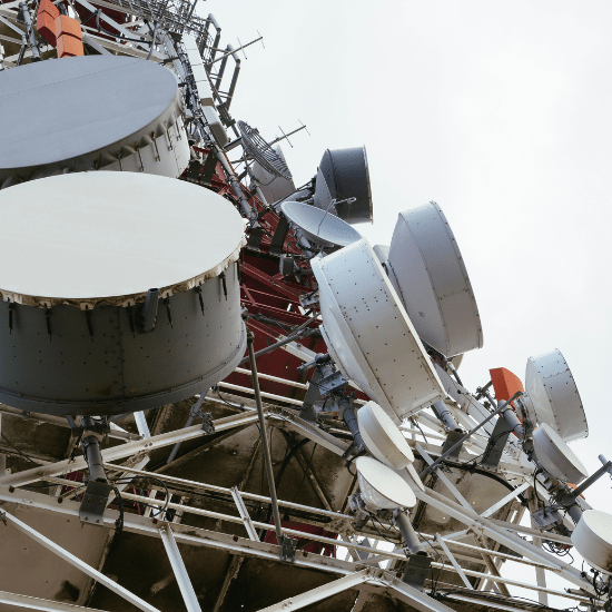 A telecommunications tower being guarded by Superior Protection Services as a provider for companies in the high tech and telecom industry.